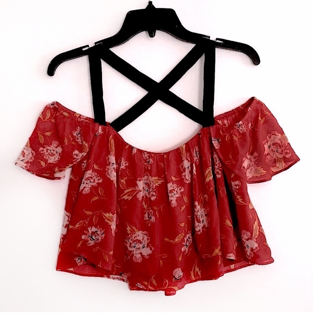 REVOLVE Lovers and Friends Red Off The Shoulder Top